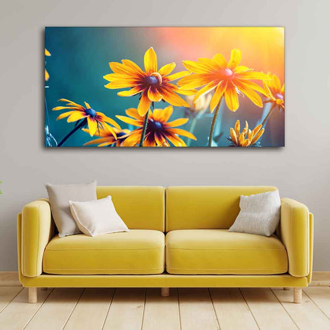 Beautiful Wall Painting of Mexican Sunflower Canvas Wall Painting