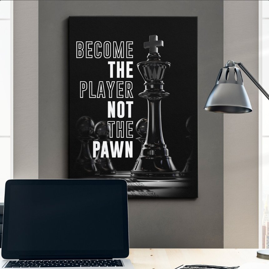 Become The Player Inspirational Canvas Framed Posters With Motivational Quotes in Large Size for Office and Startups.