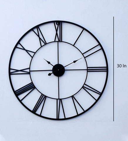 Black Metal 30 Inch Wall Clock