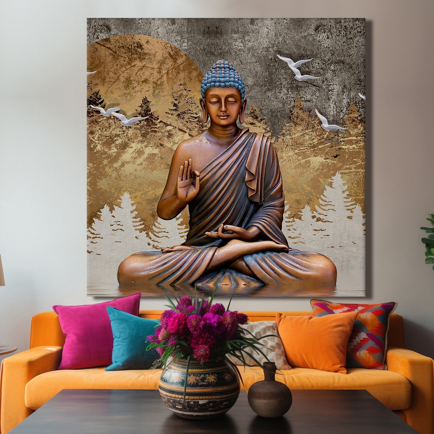 Buddha Wall Art Canvas Painting For Home and Office Wall Decoration