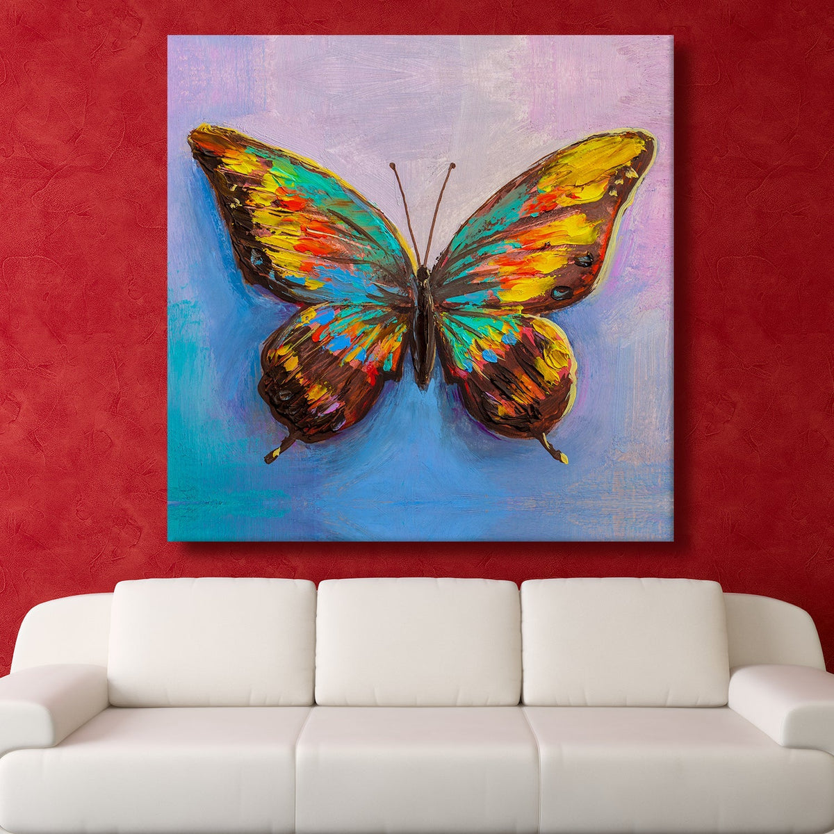 Butterfly Vastu Canvas Painting Framed For Living Room Wall Decoration