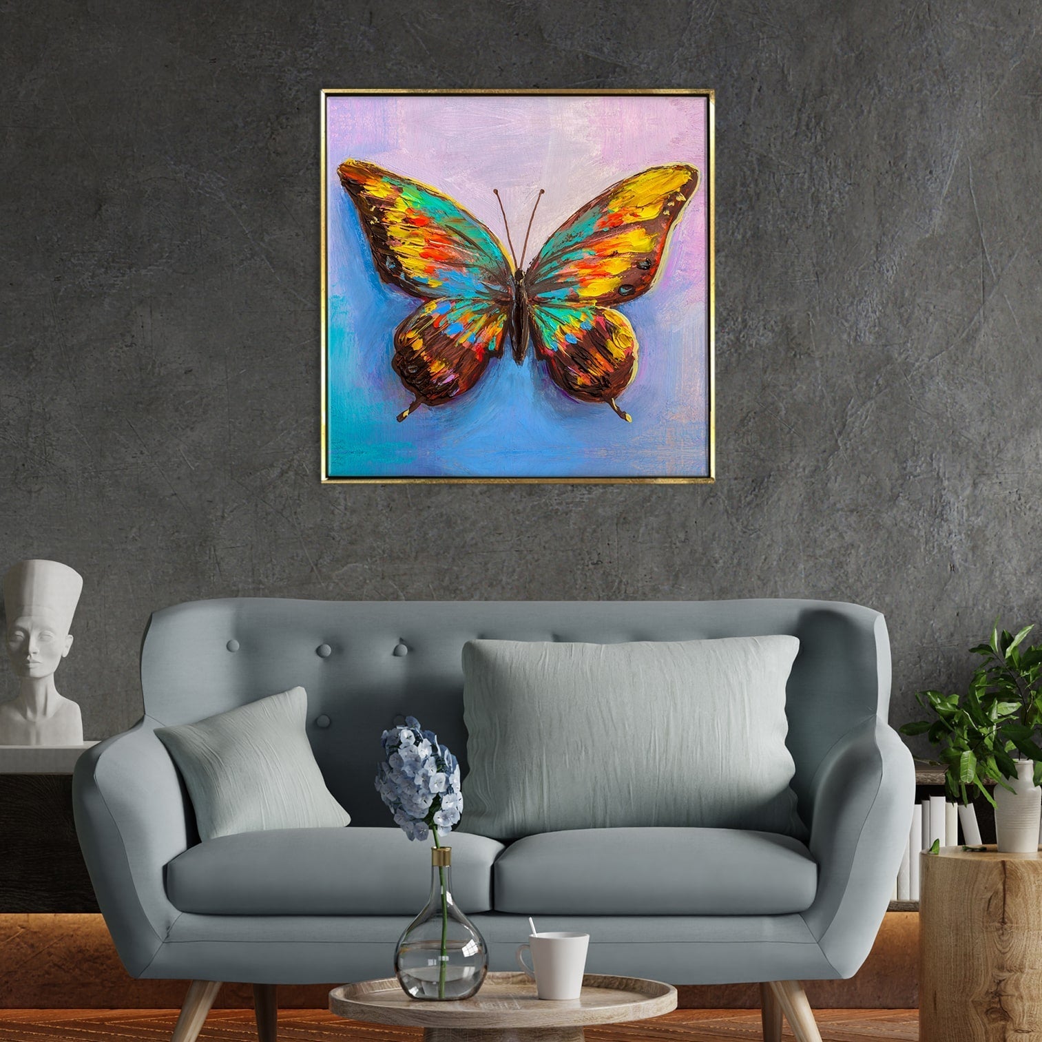 Butterfly Vastu Canvas Painting Framed For Living Room Wall Decoration