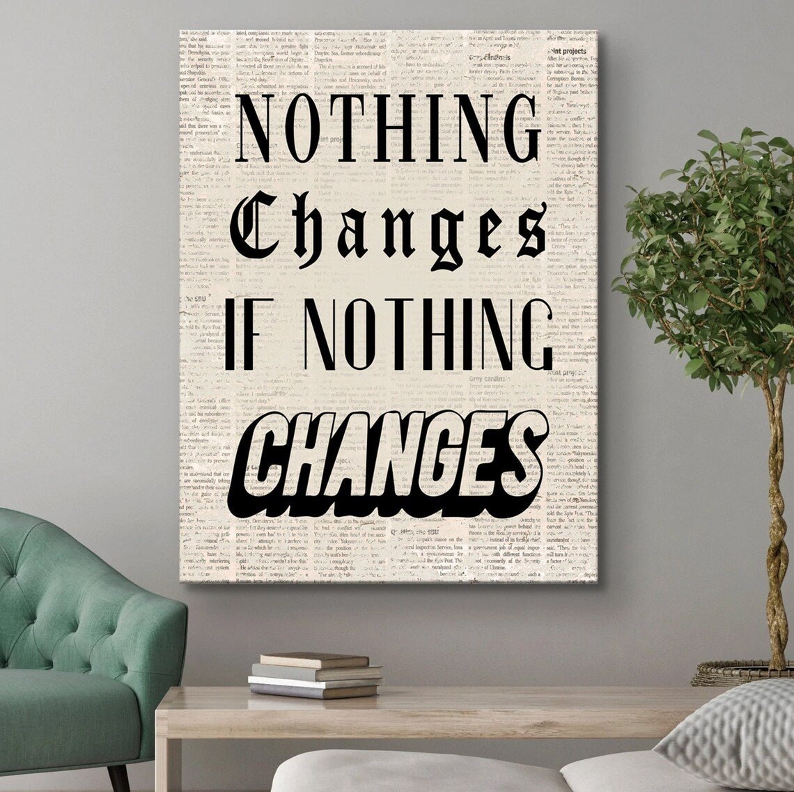 Change Motivational Poster in Framed Canvas With Inspiring Quotes in Large Size for Office and Startups.