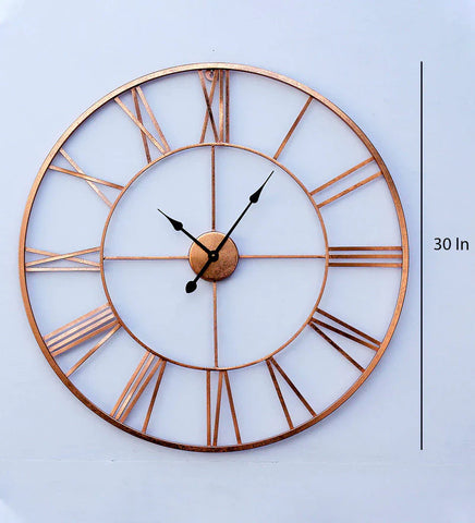 Copper Finish Metal 30 Inches Wall Clock