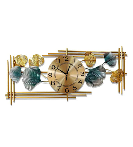 Creative Luxury Decoration Multicolor Leaf Design Metal Wall Clock