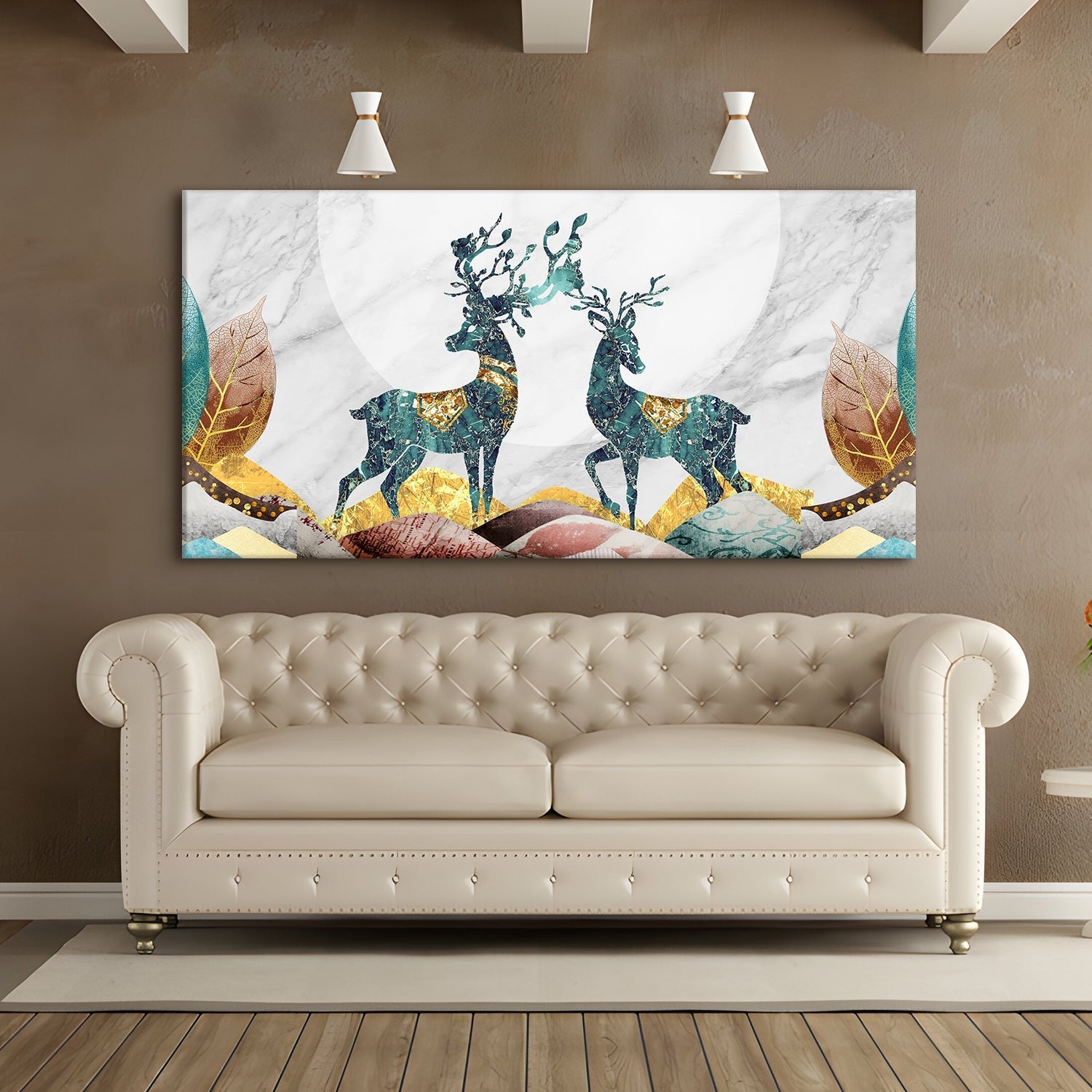 Deer Vastu & Feng Shui Canvas Paintings For Home Living Room decor 24 x 48 inch