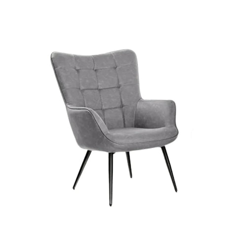 Grey Leatherette Luxurious Accent Chair