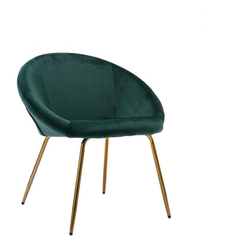 Green Round Shell Back Velvet Lounge Chair