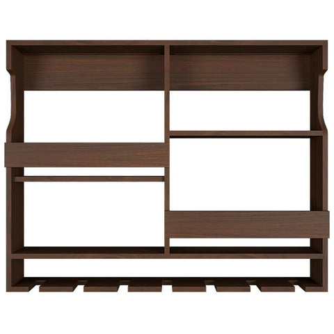 Backlit Wooden Bar Wall Shelf / Mini Bar Cabinet in Light Walnut Finish