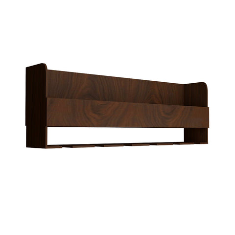 Backlit Wooden Bar Wall Shelf-cum-Mini Bar Cabinet in Walnut Finish