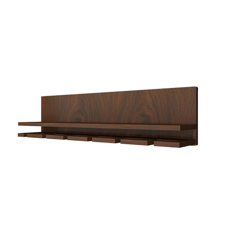 Aesthetic Backlit Wooden Bar Wall Shelf / Mini Bar Cabinet (Walnut Finish)