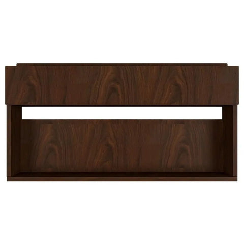 Engineered Wood Backlit Bar Wall Shelf / Mini Bar Cabinet in Walnut Finish