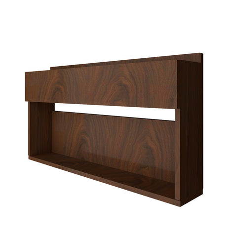 Engineered Wood Backlit Bar Wall Shelf / Mini Bar Cabinet in Walnut Finish