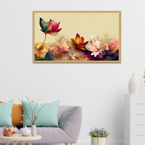 Digital Art Print 3d Vibrant Flower Floating Frame Canvas Wall Painting