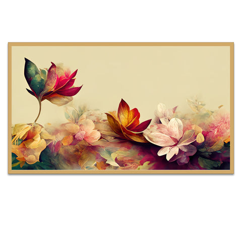 Digital Art Print 3d Vibrant Flower Floating Frame Canvas Wall Painting