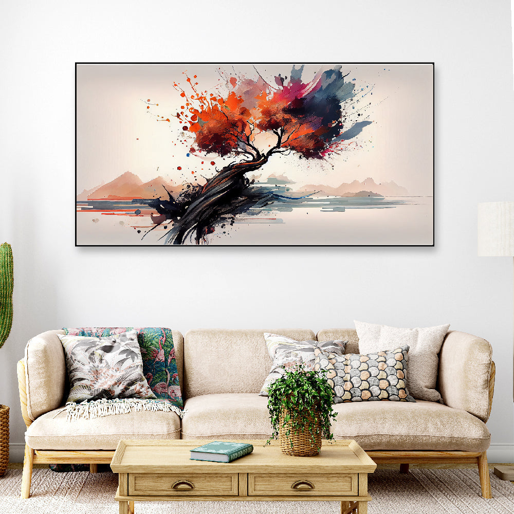 Abstract Symphony Vibrant Multi Color Modern Art Floating Framed Wall Painting