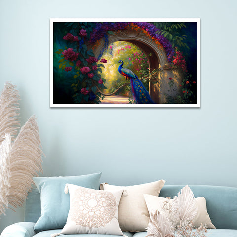 A Vibrant Display of Nature's Beauty Elegance Peacock Canvas Floating Framed Vastu Painting