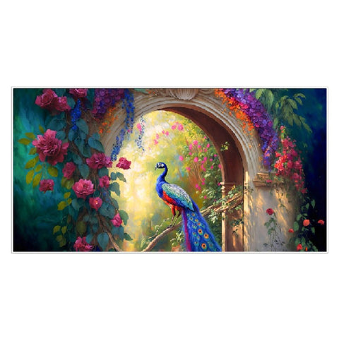 A Vibrant Display of Nature's Beauty Elegance Peacock Canvas Floating Framed Vastu Painting