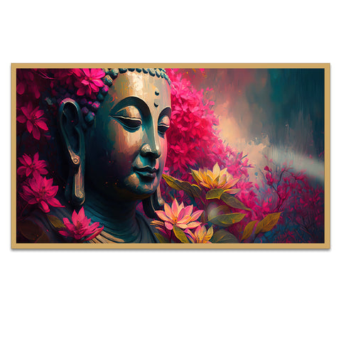 A Tranquil Artwork Radiating Peace and Spiritual Wisdom Enlightened Serenity Lord Buddha Floating Framed Canvas Wall Painting