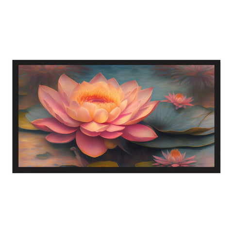 Pink Lotus Flower Floating Frame Canvas Wall Painting