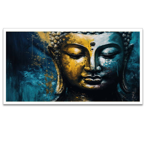 Colorful Meditating Gautam Buddha Floating Frame Canvas Wall Painting