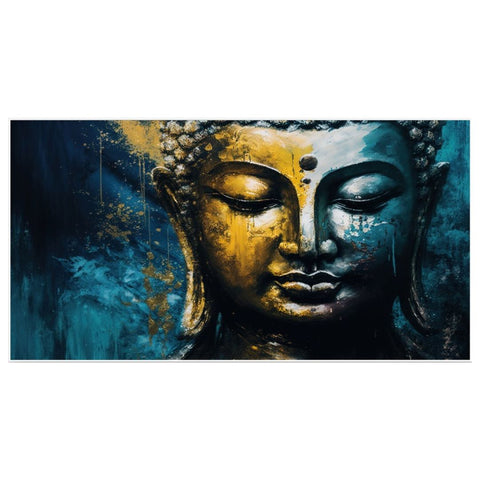 Colorful Meditating Gautam Buddha Floating Frame Canvas Wall Painting