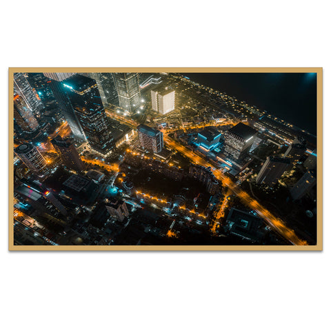 Beautiful City View of Night Floating Frame Canvas Wall Painting