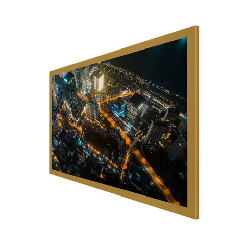 Beautiful City View of Night Floating Frame Canvas Wall Painting