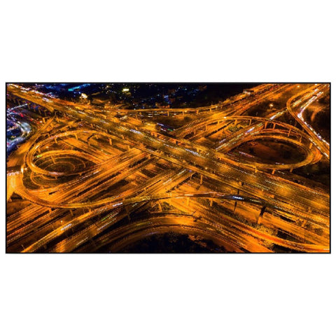 Aerial View of Traffic on Massive Highway Intersection at Night Floating Frame Canvas Wall Painting