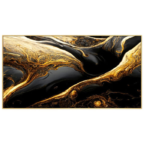 Abstract Black and Gold Design Floating Frame Canvas Wall Painting