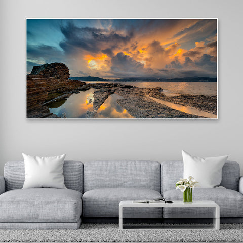 Beautiful Nature Sunset Floating Frame Canvas Wall Painting