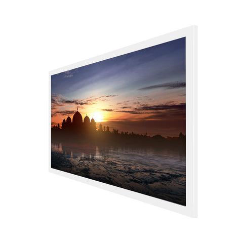 Beautiful Sunset Evening View silhouette of a mosque Floating Frame Canvas Wall Painting