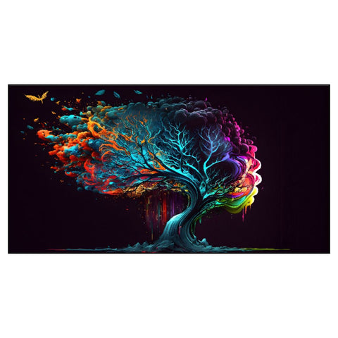 Abstract Colorful Splash Tree Floating Frame Canvas Wall Painting