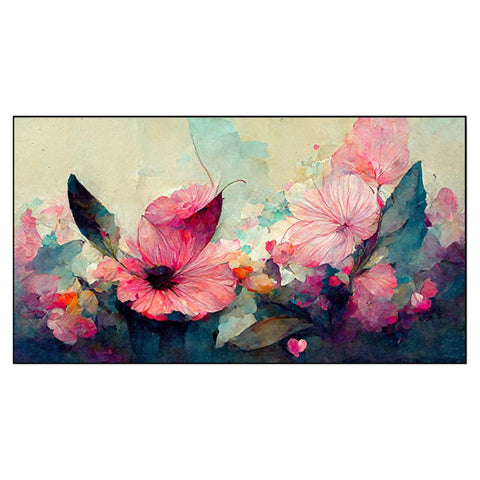 Abstract Modern Pink Floral Floating Frame Canvas Painting for Wall Decoration