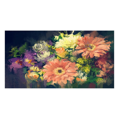 Decor Beautiful Flowers Bouquet Floating Frame Canvas Wall Painting