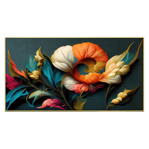 Elegant Flowers Illustration Floating Frame Canvas Wall Painting