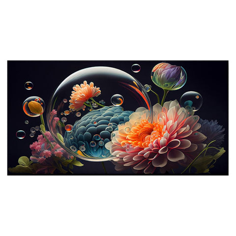 Abstract Flowers Illustration with Nature Floating Frame Canvas Art Print Wall DÃ©cor Painting