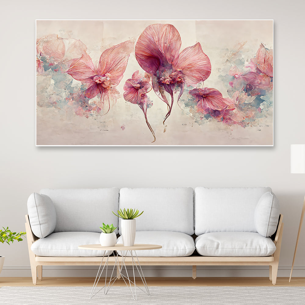 Pink Flowers Canvas Paintings for Wall Decoration Art Prints with Frame