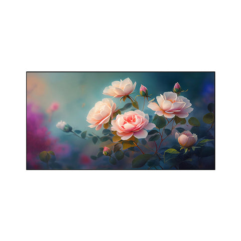 Beautiful Pink Rose Flower Floating Frame Canvas Wall Painting