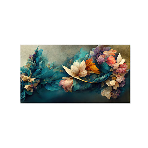 Beautiful 3D Blue Flower Arrangement with Bouquet Canvas Framed Wall Painting