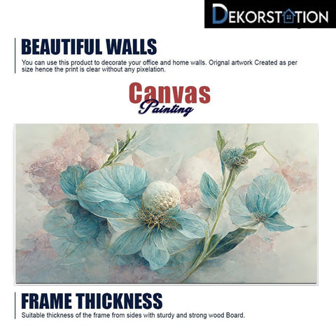 Beautiful Blue Flower Arrangement with Bracelet Leaves Canvas Wall Painting