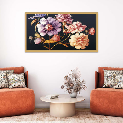 Canvas Floral Painting for Wall Decoration Beautiful Flower Floating Frame Canvas Wall Painting