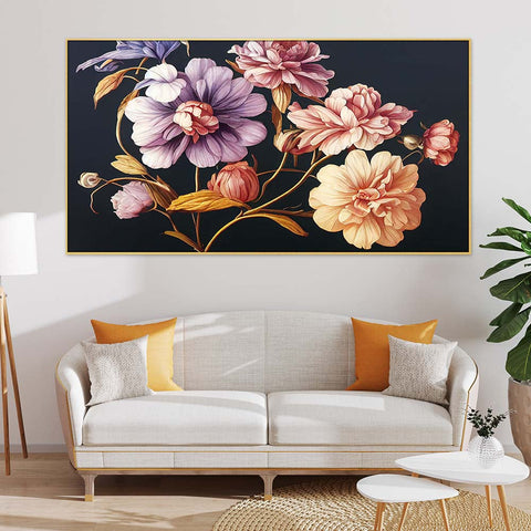 Canvas Floral Painting for Wall Decoration Beautiful Flower Floating Frame Canvas Wall Painting