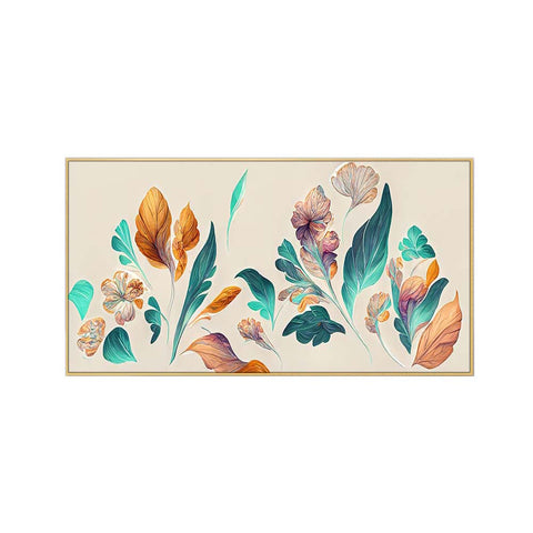 3D Art Illustration of Leave Petal and Flowers Canvas Framed Wall Painting