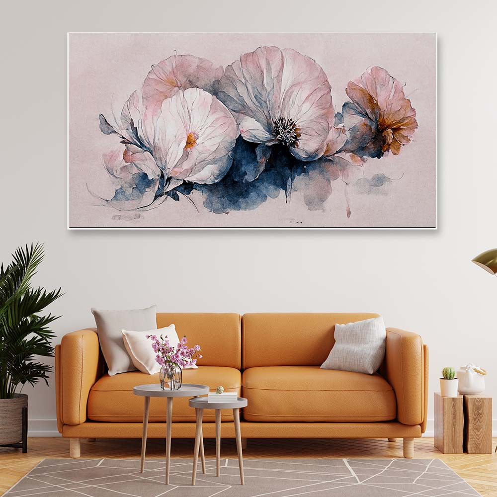 3D Illustration White Flower Canvas Painting for Bedroom Living Room Wall DÃ©cor