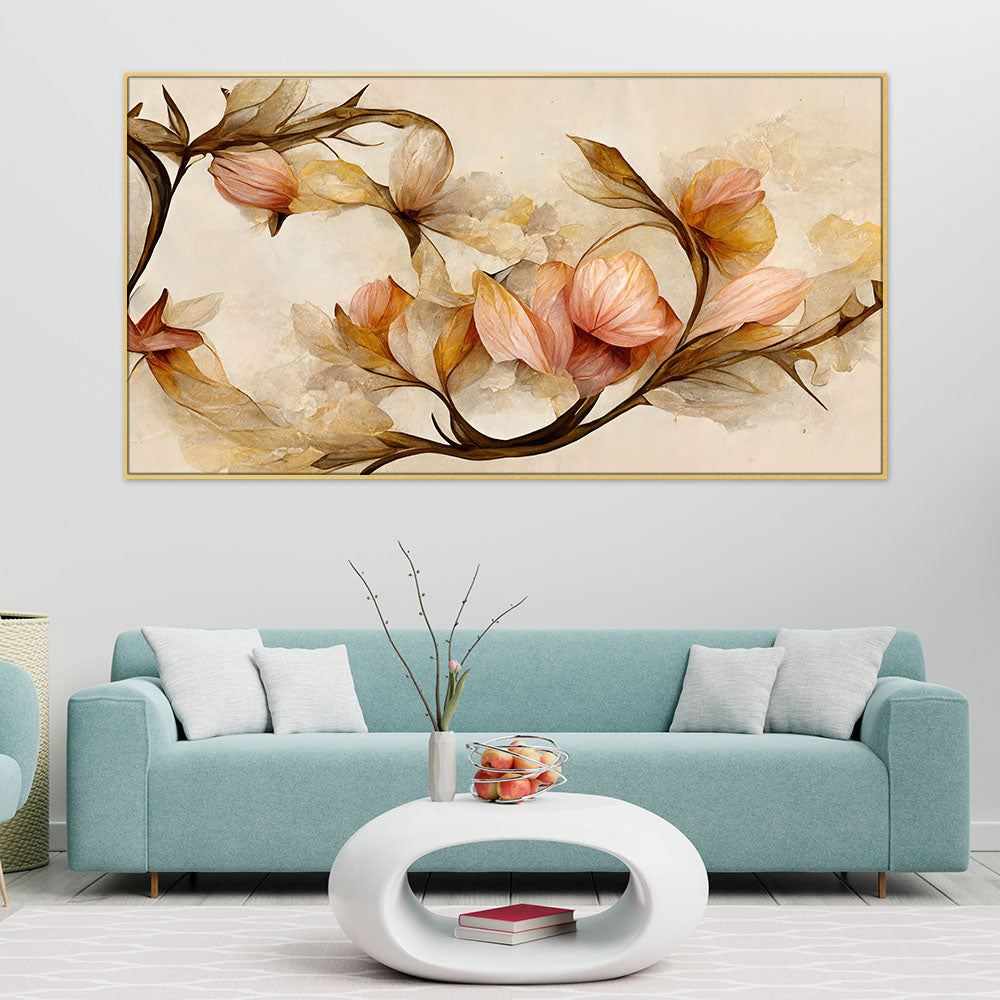 Panoramic 3D Flower Floating Framed Canvas Wall Painting