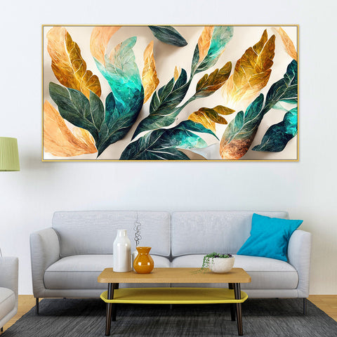 Abstract Flowers with Golden Sheen Canvas Wall Painting Home Decor