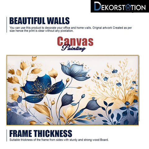 Beautiful Blue Flower Art Print Frame Canvas Wall Painting for Home and Office DÃ©cor