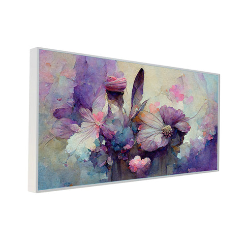 3D Purple Floating Frame Flower Canvas Paintings for Wall Decor