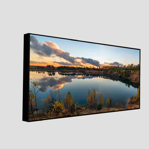 Autumn Landscape Beautiful Clouds Lake Sunset Floating Frame Canvas Painting